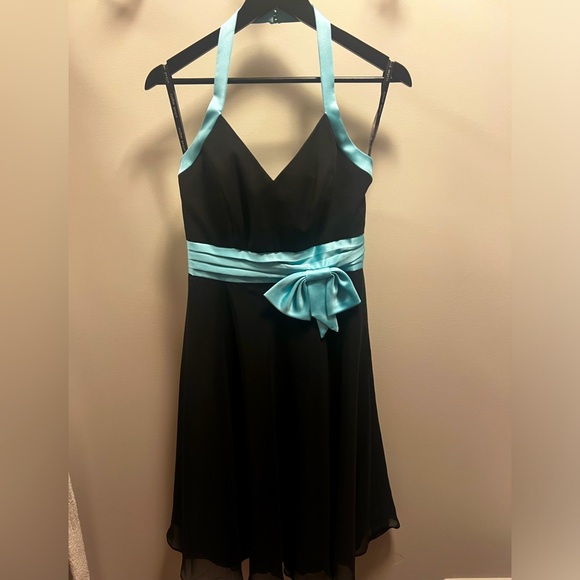 Alfred Angelo halter dress. Black and blue. Sz 4 - Picture 1 of 4